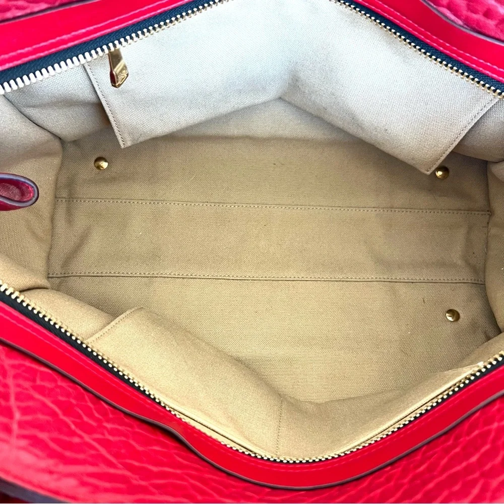 CHLOE Dree Red Structured Pebbled Leather Gold Hardware Shoulder Tote Satchel